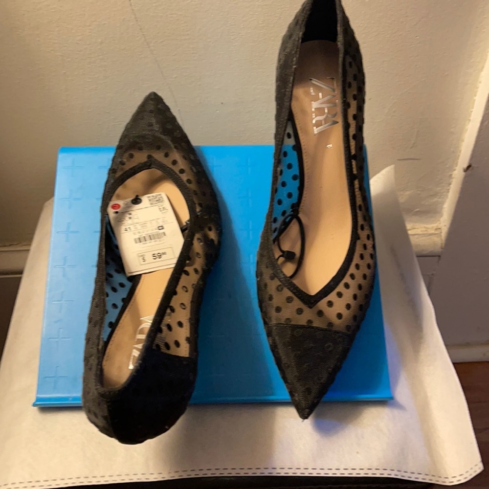 Zara Mesh Polka Dot Pumps